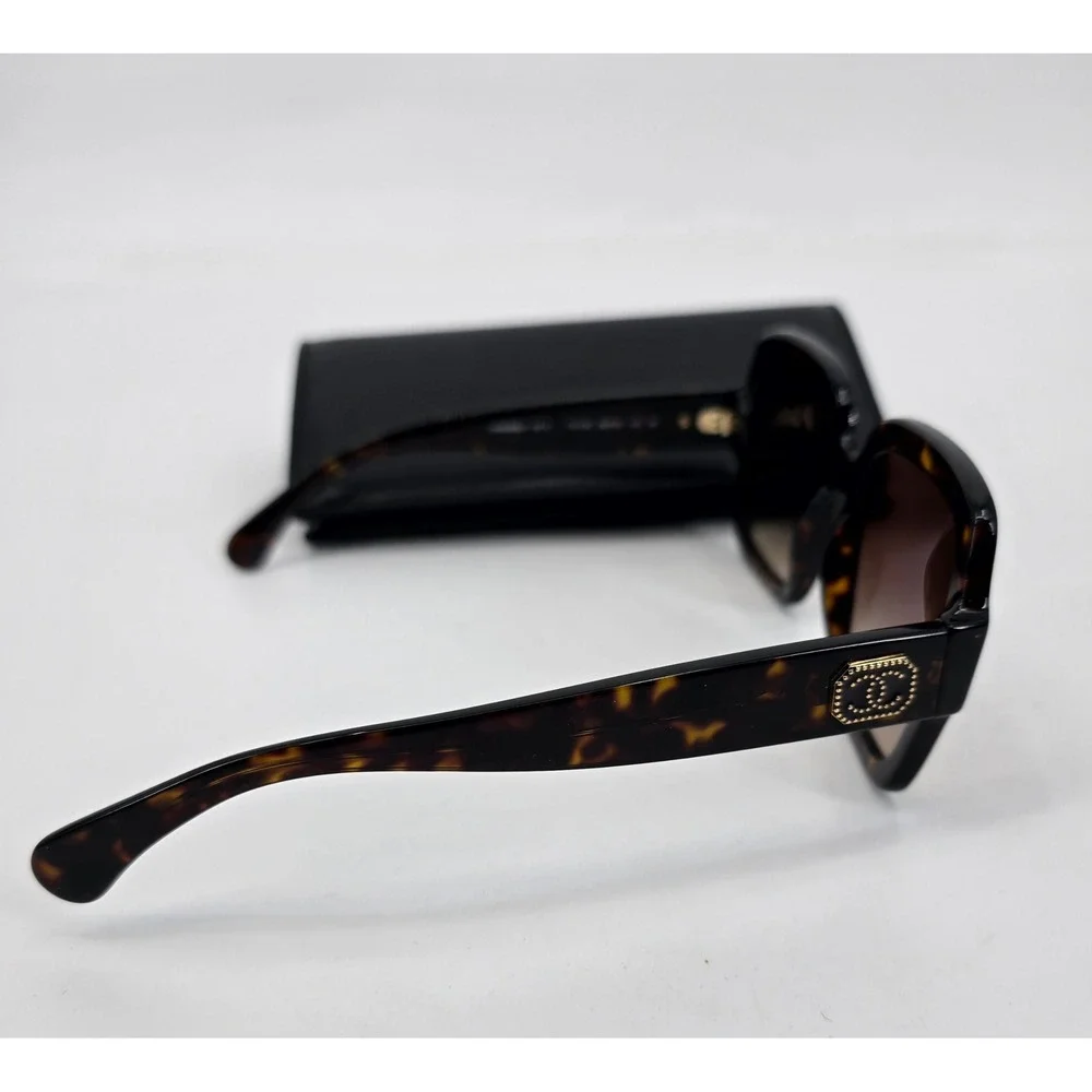 Chanel 5479 Oversized Square Sunglasses Dark Havana Brown Gold CC 56mm